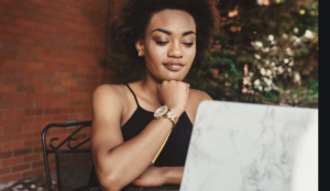 woman flirting online